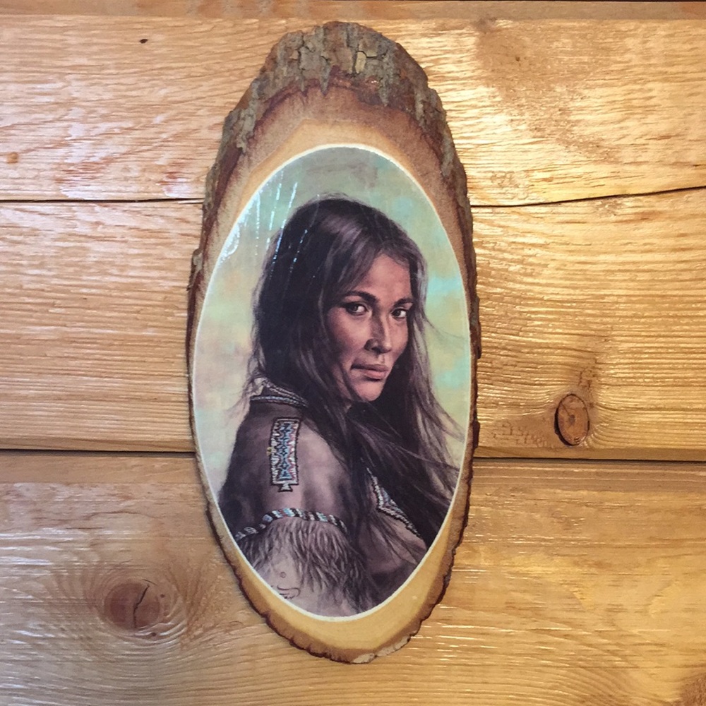 Vintage Native American Indian woman wall hanging